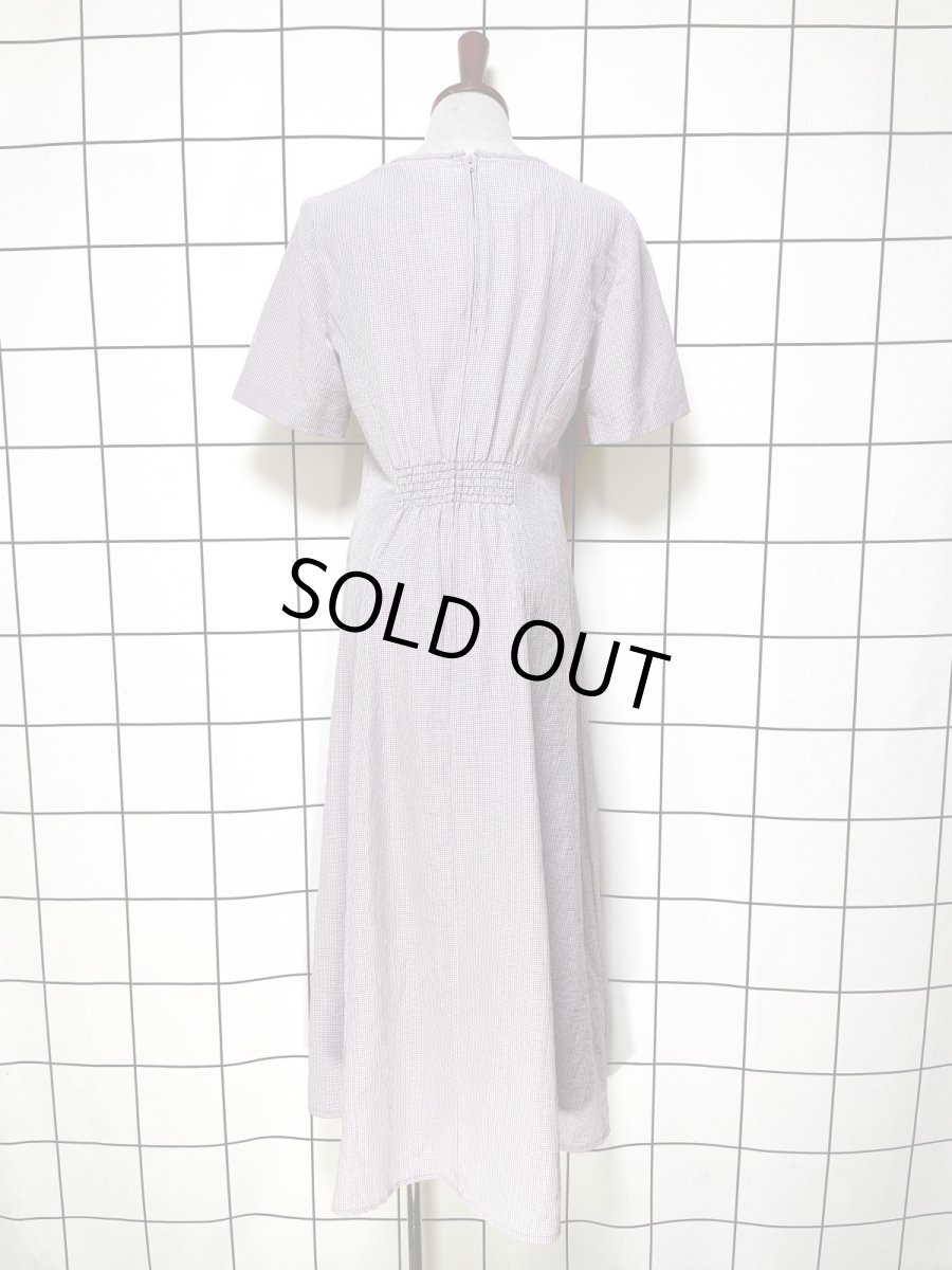 画像2: ウエスト3連リボン ギンガムチェック レトロ USA古着 ヴィンテージワンピース (2)