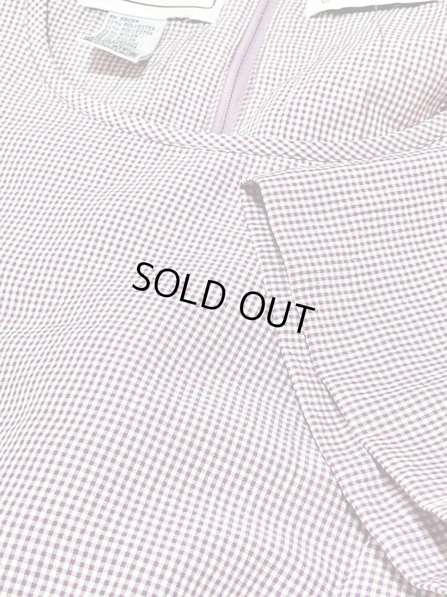 画像11: ウエスト3連リボン ギンガムチェック レトロ USA古着 ヴィンテージワンピース (11)