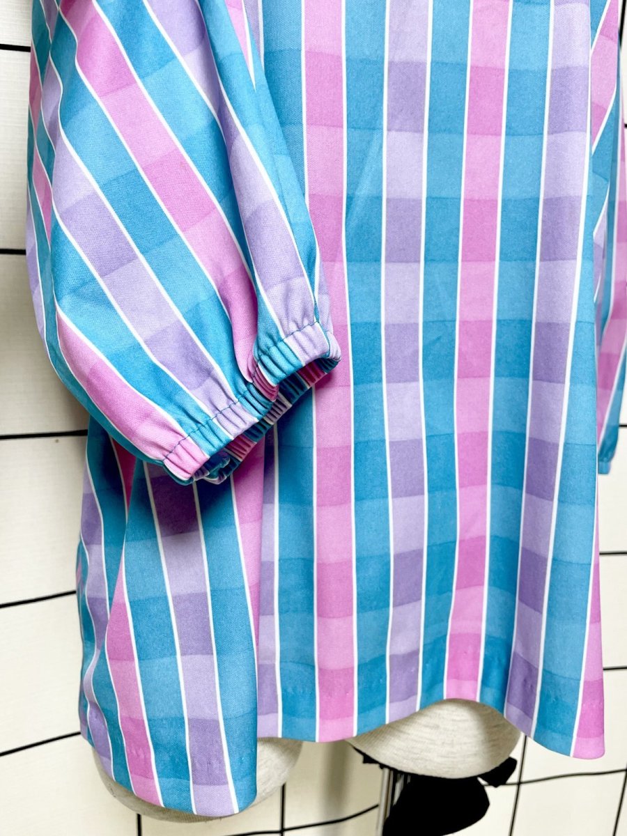 画像7: チェック プルオバー レトロ シャツ ヨーロッパ古着 ヴィンテージトップス (7)