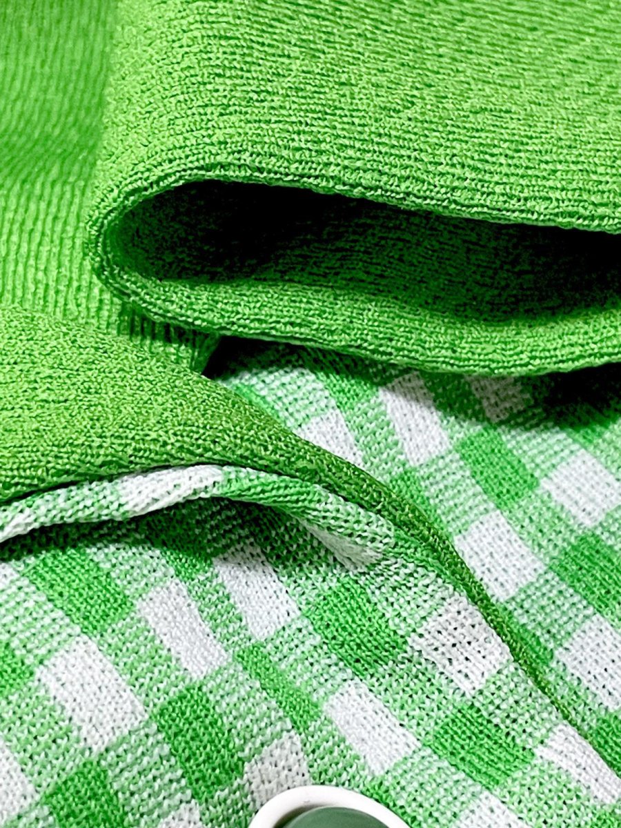 画像9: チェック柄 ビッグカラー グリーン ホワイト レトロ USA古着 シャツ ヴィンテージブラウス (9)