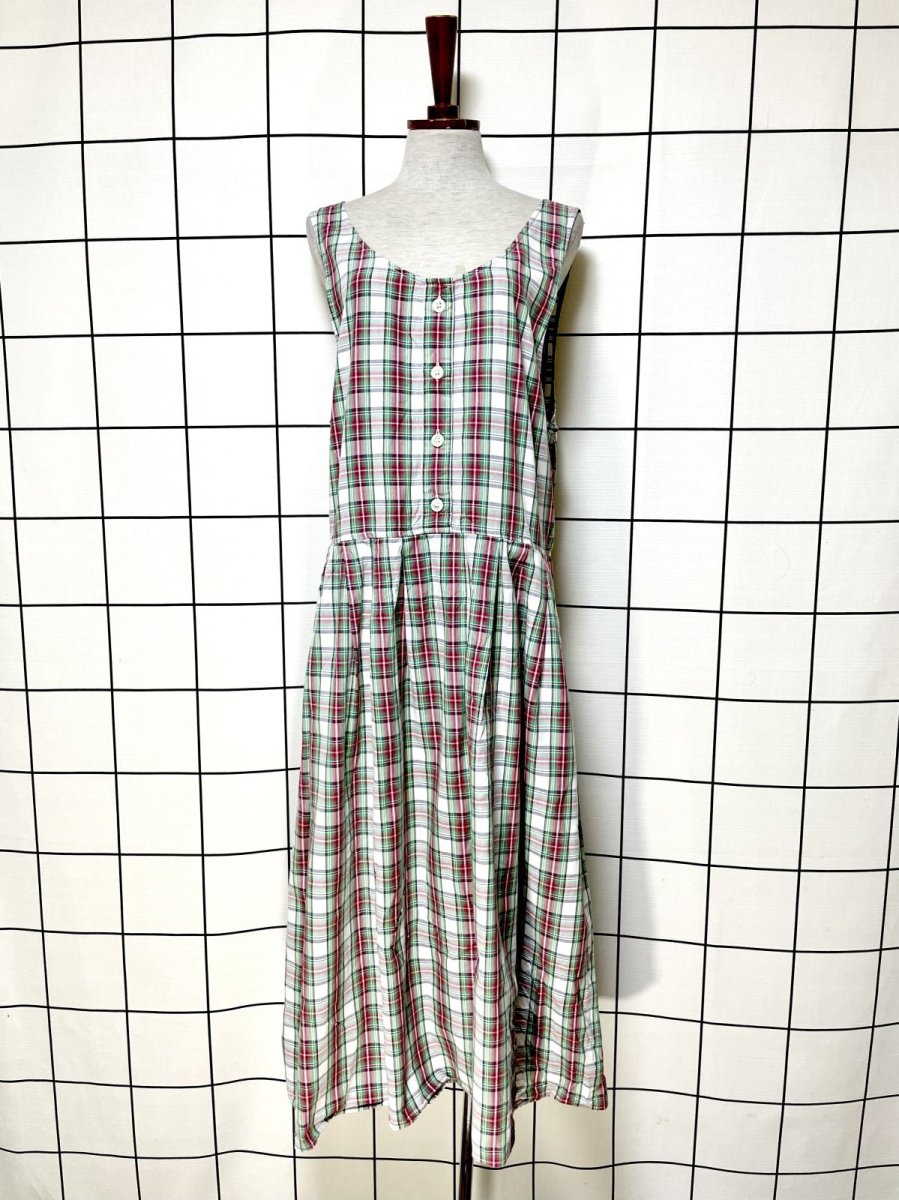 画像1: チェック柄 レトロ USA古着 ノースリーブ ヴィンテージワンピース (1)