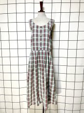 画像1: チェック柄 レトロ USA古着 ノースリーブ ヴィンテージワンピース (1)