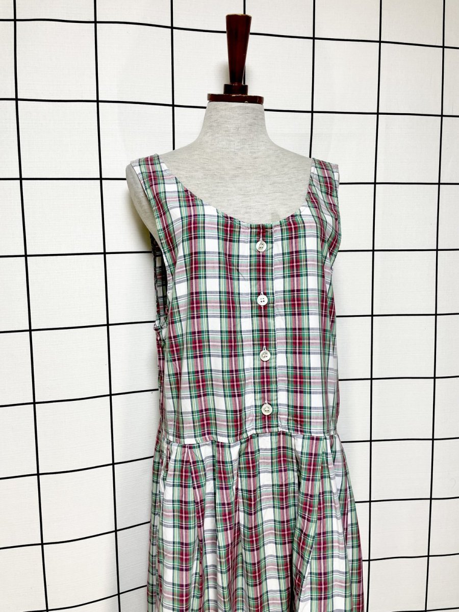 画像4: チェック柄 レトロ USA古着 ノースリーブ ヴィンテージワンピース (4)