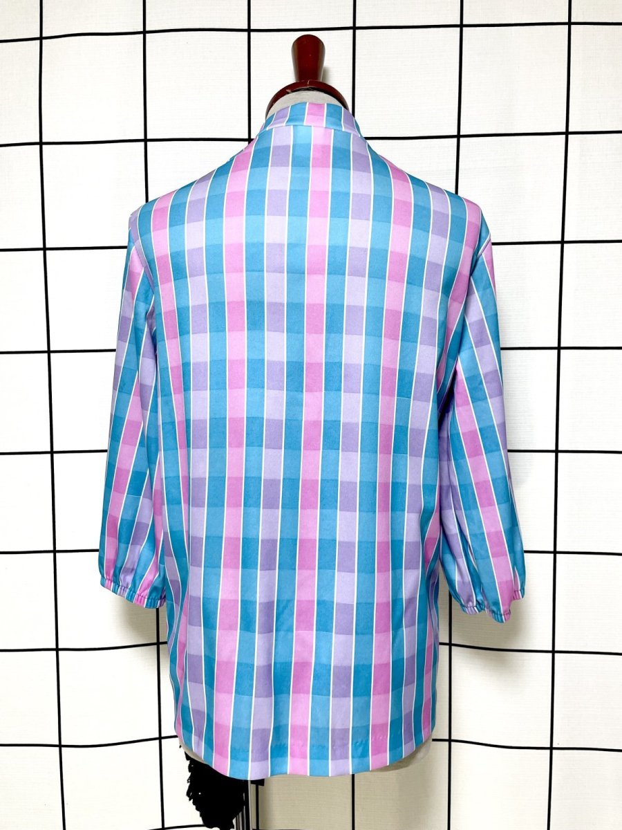 画像2: チェック プルオバー レトロ シャツ ヨーロッパ古着 ヴィンテージトップス (2)