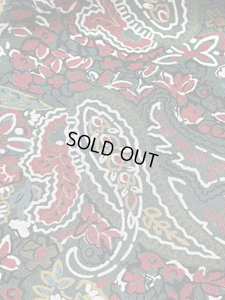 画像10: 超ワイド ペイズリー グリーン レトロ USA古着 ヴィンテージロングパンツ (10)