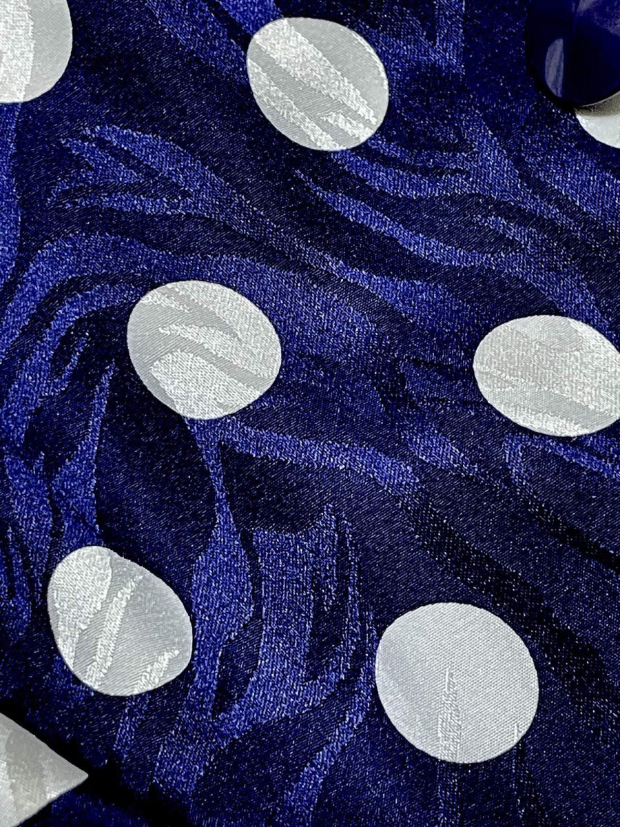 画像10: ドット 前開き ネイビー レトロ USA古着 ヴィンテージワンピース (10)