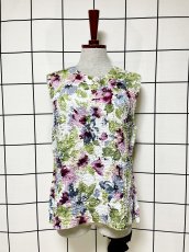 画像1: ポップコーントップス ノースリーブ レトロ ヴィンテージ 古着 ブラウス シャツ (1)