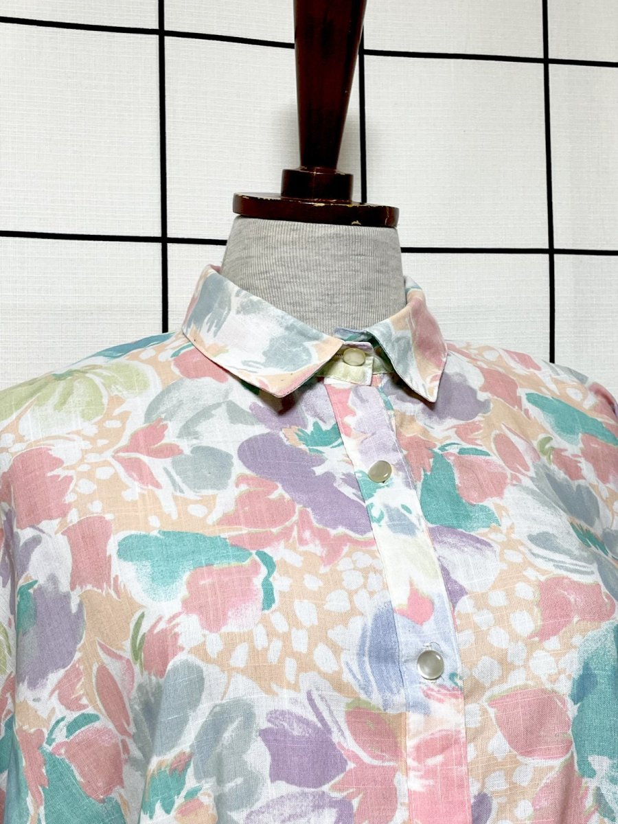 画像5: 花柄 ウエストゴム レトロ USA古着 ヴィンテージワンピース (5)