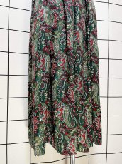 画像4: 超ワイド ペイズリー グリーン レトロ USA古着 ヴィンテージロングパンツ (4)