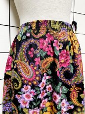 画像2: ペイズリー 花柄 ウエストゴム レトロ USA古着 ヴィンテージスカート (2)