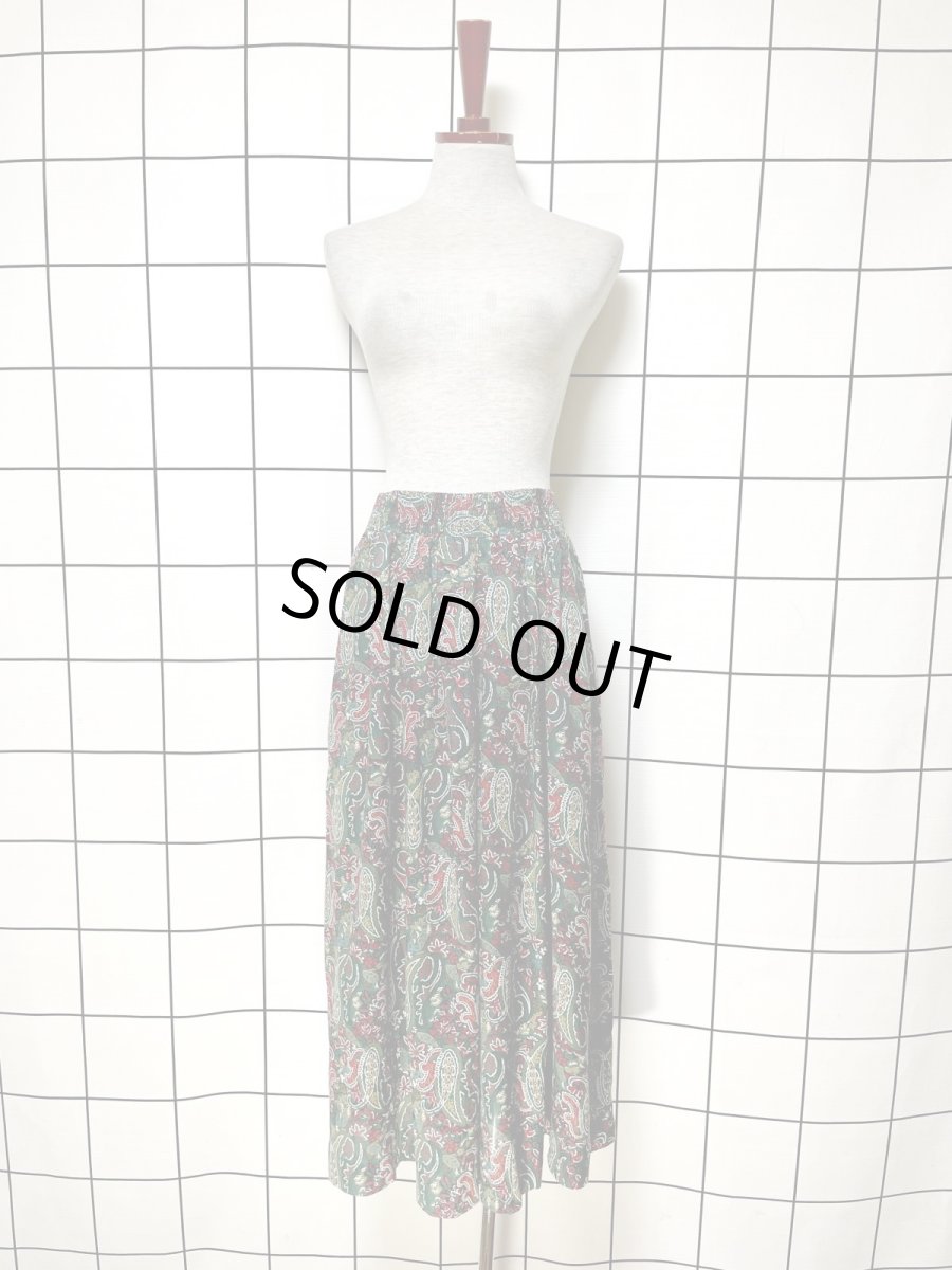 画像6: 超ワイド ペイズリー グリーン レトロ USA古着 ヴィンテージロングパンツ (6)