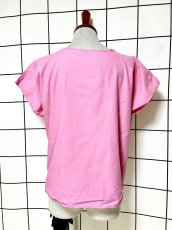 画像2: 刺繍 ピンク プルオーバー レトロ USA古着 ヴィンテージトップス (2)