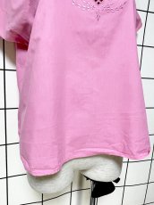 画像7: 刺繍 ピンク プルオーバー レトロ USA古着 ヴィンテージトップス (7)