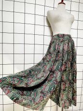 画像8: 超ワイド ペイズリー グリーン レトロ USA古着 ヴィンテージロングパンツ (8)