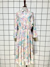 画像1: 花柄 ウエストゴム レトロ USA古着 ヴィンテージワンピース (1)