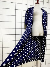 画像8: ドット 前開き ネイビー レトロ USA古着 ヴィンテージワンピース (8)