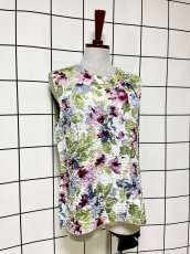画像4: ポップコーントップス ノースリーブ レトロ ヴィンテージ 古着 ブラウス シャツ (4)
