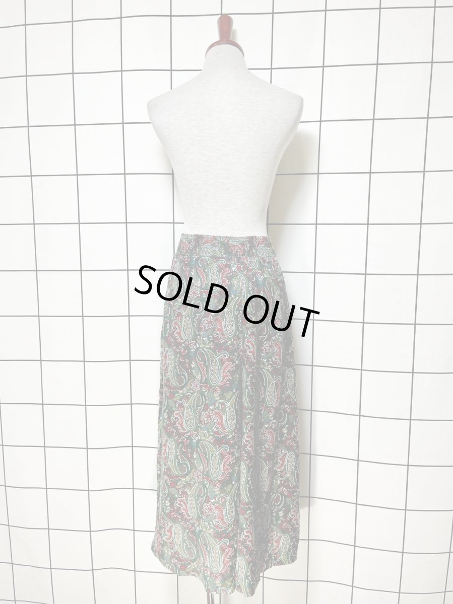 画像7: 超ワイド ペイズリー グリーン レトロ USA古着 ヴィンテージロングパンツ (7)