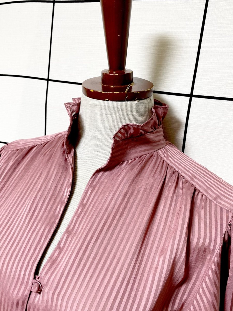 画像4: フリル ストライプ ウエストゴム レトロ USA古着 ヴィンテージワンピース (4)