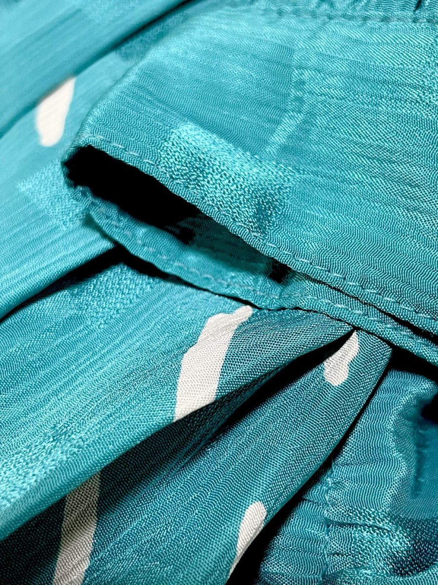 画像14: プリーツ切り替え スクエア織り レトロ USA古着 ヴィンテージワンピース (14)