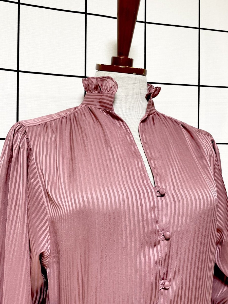 画像5: フリル ストライプ ウエストゴム レトロ USA古着 ヴィンテージワンピース (5)