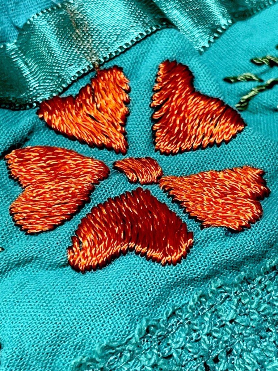 画像11: メキシカン花刺繍 レース サテンテープ ノースリーブ レトロ  USA古着 ヴィンテージワンピース (11)