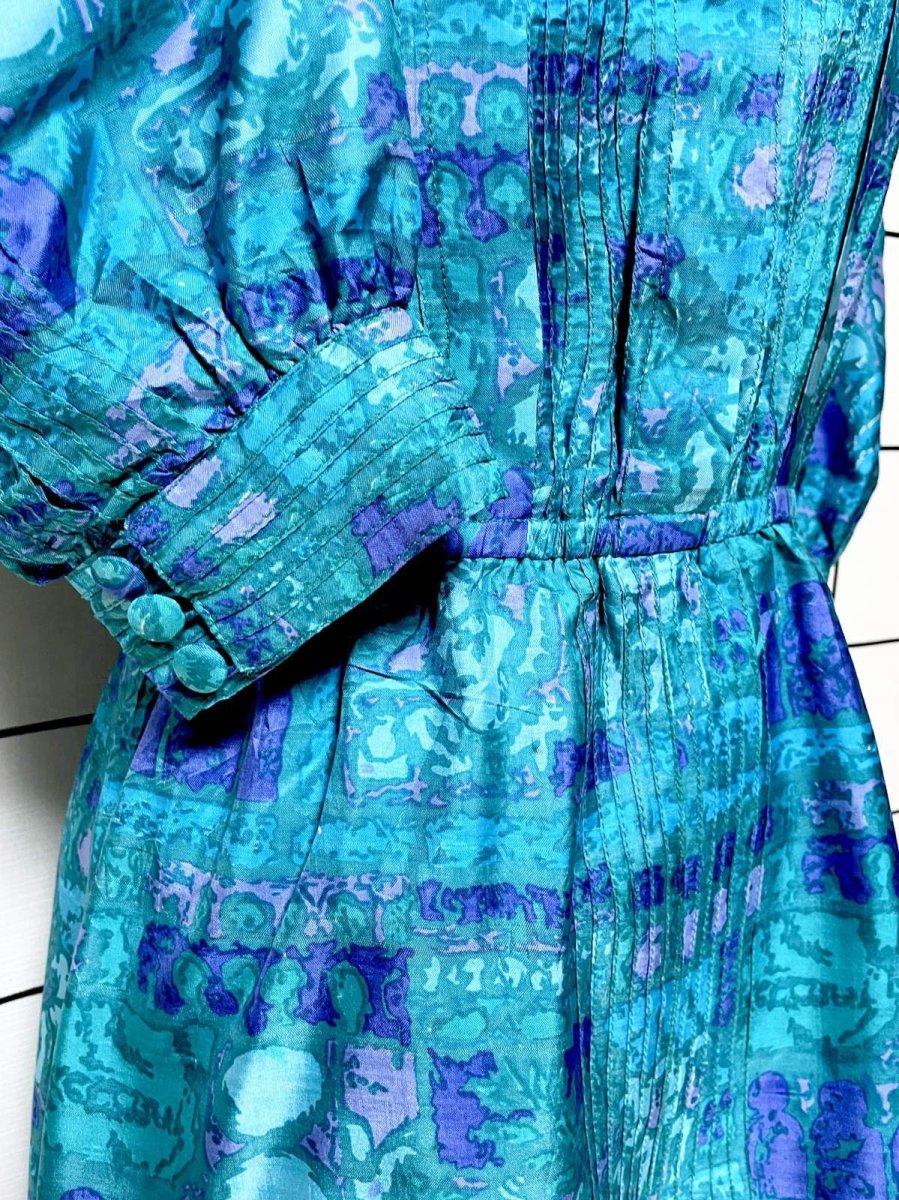 画像7: アート調  ウエストゴム レトロ USA古着 ヴィンテージワンピース (7)