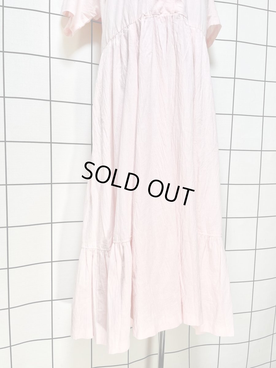 画像8: サーキュラーシルエット 無地 ピンク ウエストゴム 半袖 レトロ USA古着 ヴィンテージワンピース (8)