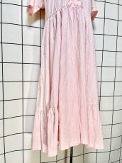 画像8: サーキュラーシルエット 無地 ピンク ウエストゴム 半袖 レトロ USA古着 ヴィンテージワンピース (8)