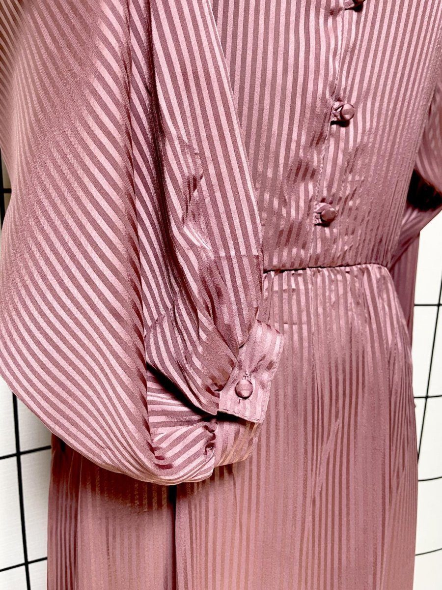 画像7: フリル ストライプ ウエストゴム レトロ USA古着 ヴィンテージワンピース (7)