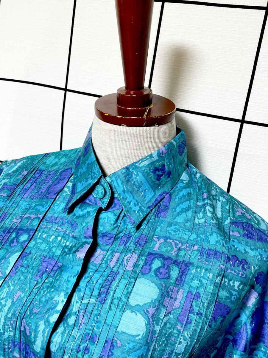 画像4: アート調  ウエストゴム レトロ USA古着 ヴィンテージワンピース (4)