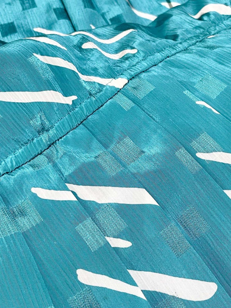 画像13: プリーツ切り替え スクエア織り レトロ USA古着 ヴィンテージワンピース (13)