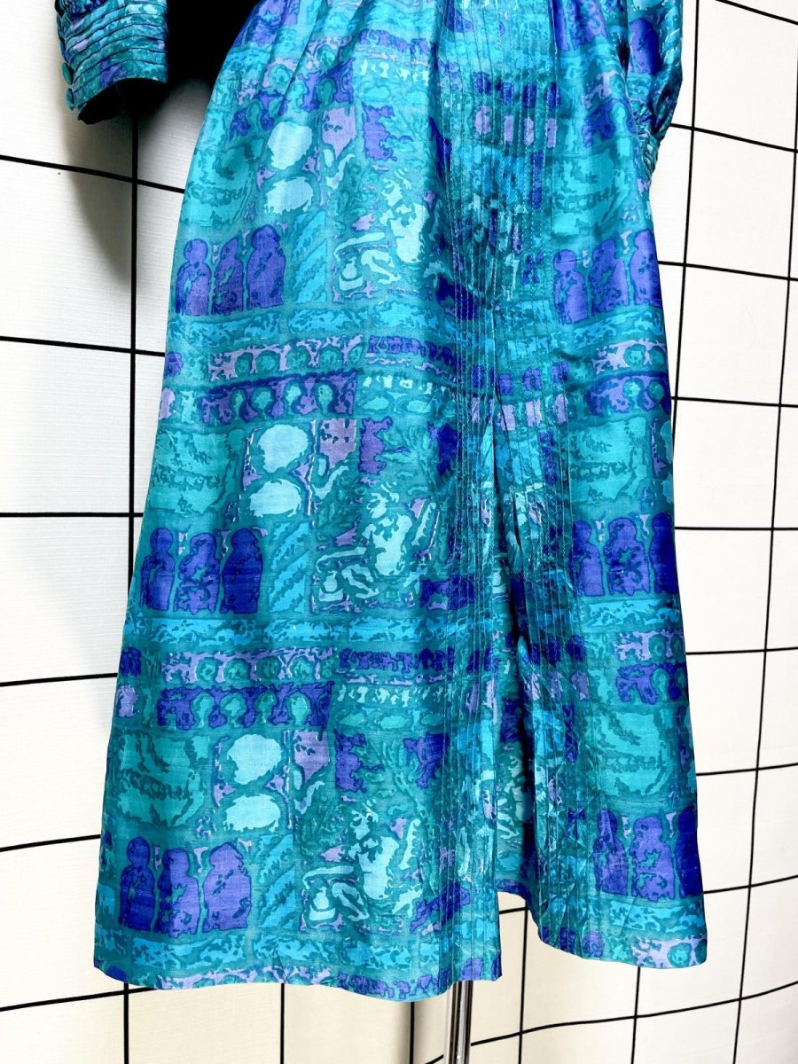 画像8: アート調  ウエストゴム レトロ USA古着 ヴィンテージワンピース (8)