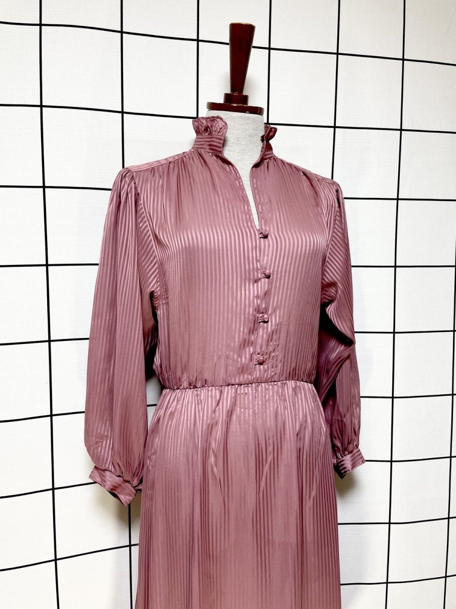 画像3: フリル ストライプ ウエストゴム レトロ USA古着 ヴィンテージワンピース (3)