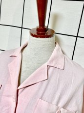 画像4: サーキュラーシルエット 無地 ピンク ウエストゴム 半袖 レトロ USA古着 ヴィンテージワンピース (4)