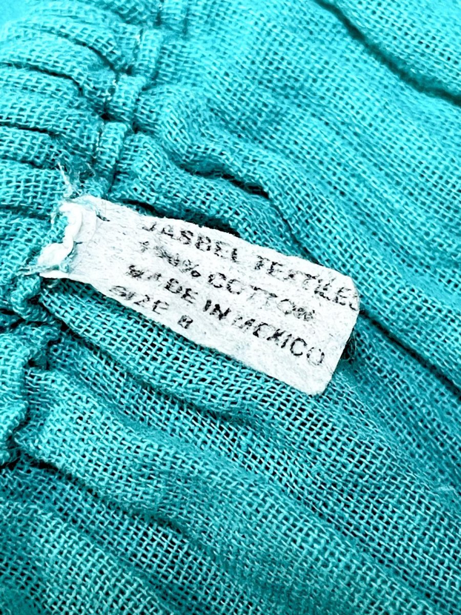 画像17: メキシカン花刺繍 レース サテンテープ ノースリーブ レトロ  USA古着 ヴィンテージワンピース (17)