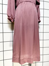 画像8: フリル ストライプ ウエストゴム レトロ USA古着 ヴィンテージワンピース (8)