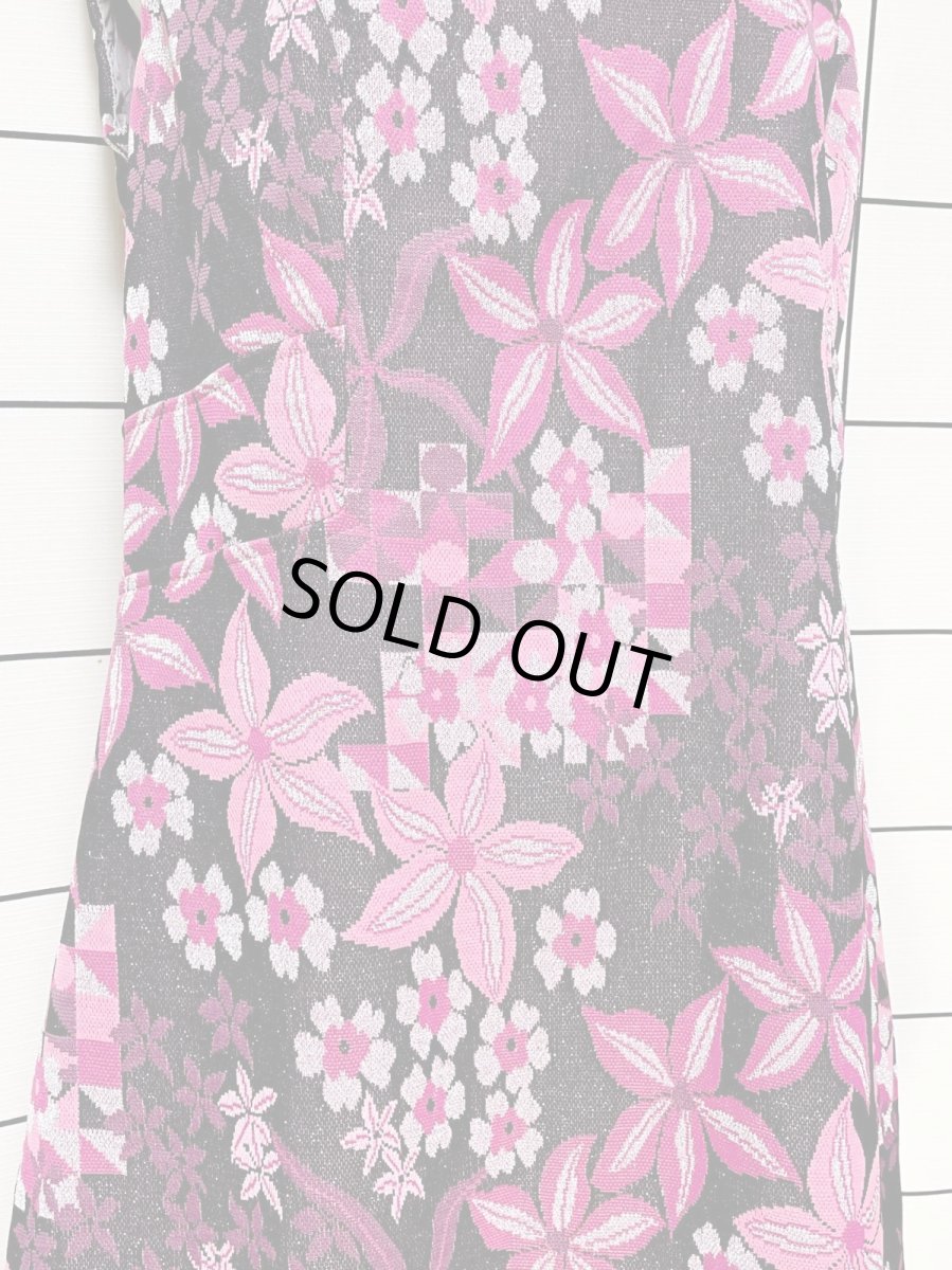 画像8: フランス古着 花柄 衣装にもおすすめ ラメ ブラック ピンク シルバー レトロ ヨーロッパ古着 ヴィンテージドレス (8)