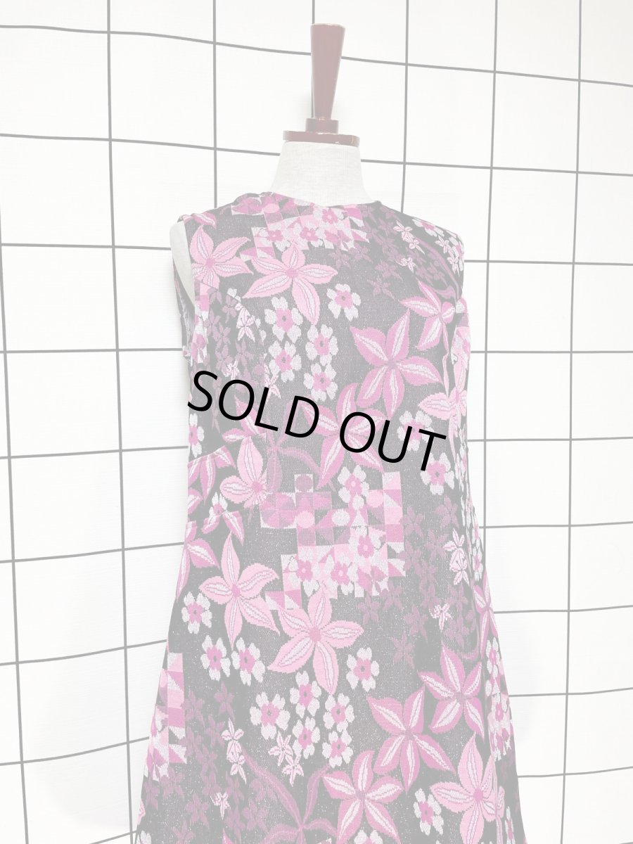 画像4: フランス古着 花柄 衣装にもおすすめ ラメ ブラック ピンク シルバー レトロ ヨーロッパ古着 ヴィンテージドレス (4)