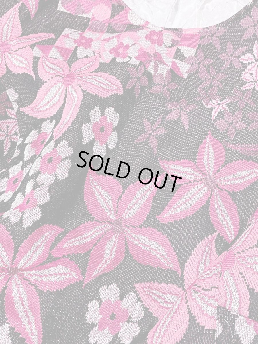 画像10: フランス古着 花柄 衣装にもおすすめ ラメ ブラック ピンク シルバー レトロ ヨーロッパ古着 ヴィンテージドレス (10)