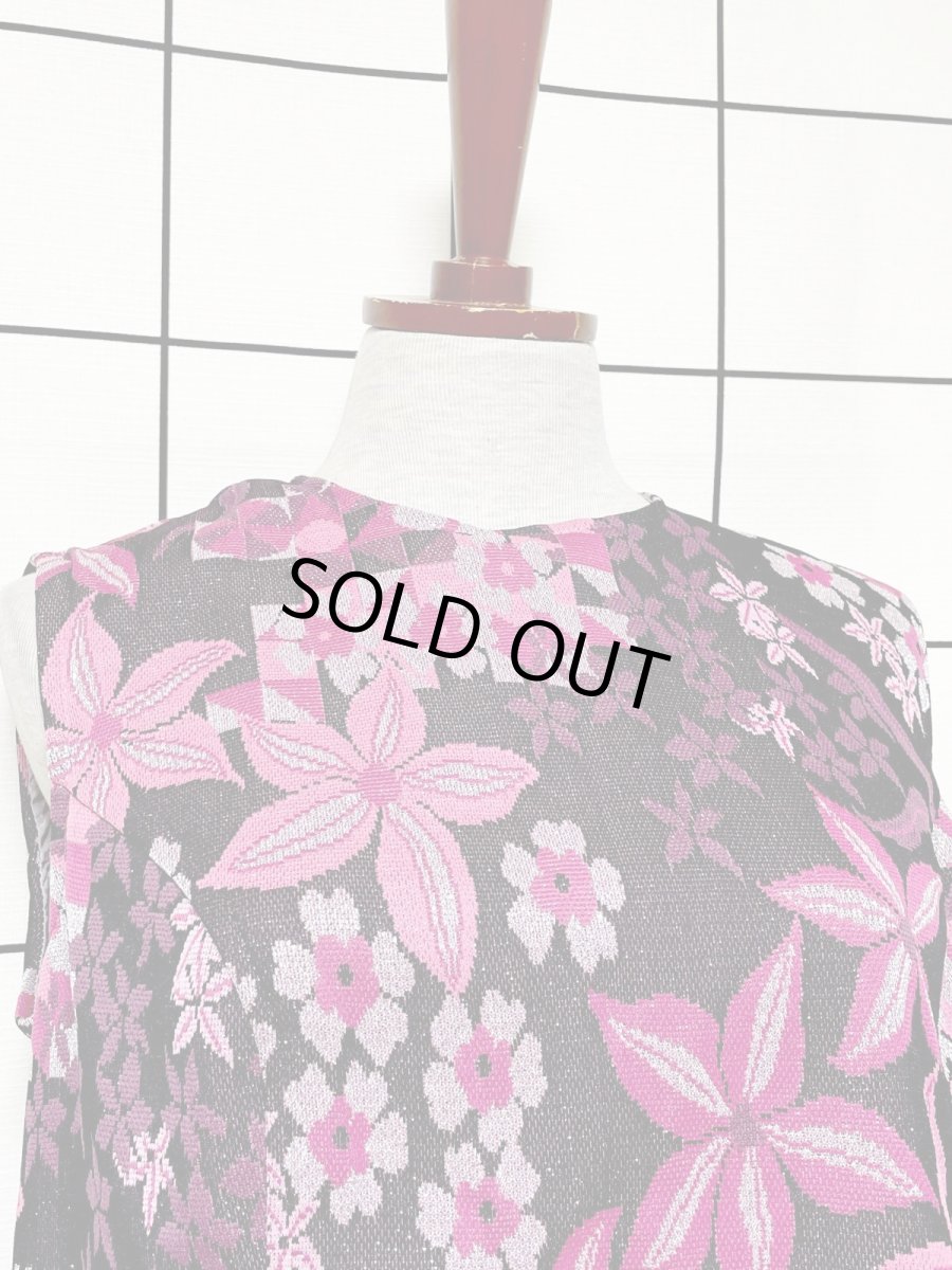 画像6: フランス古着 花柄 衣装にもおすすめ ラメ ブラック ピンク シルバー レトロ ヨーロッパ古着 ヴィンテージドレス (6)