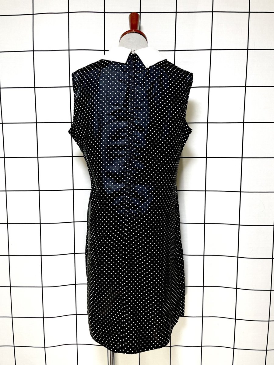 画像3: ドット ホワイト ノースリーブ レトロ ヨーロッパ古着 ヴィンテージワンピース (3)