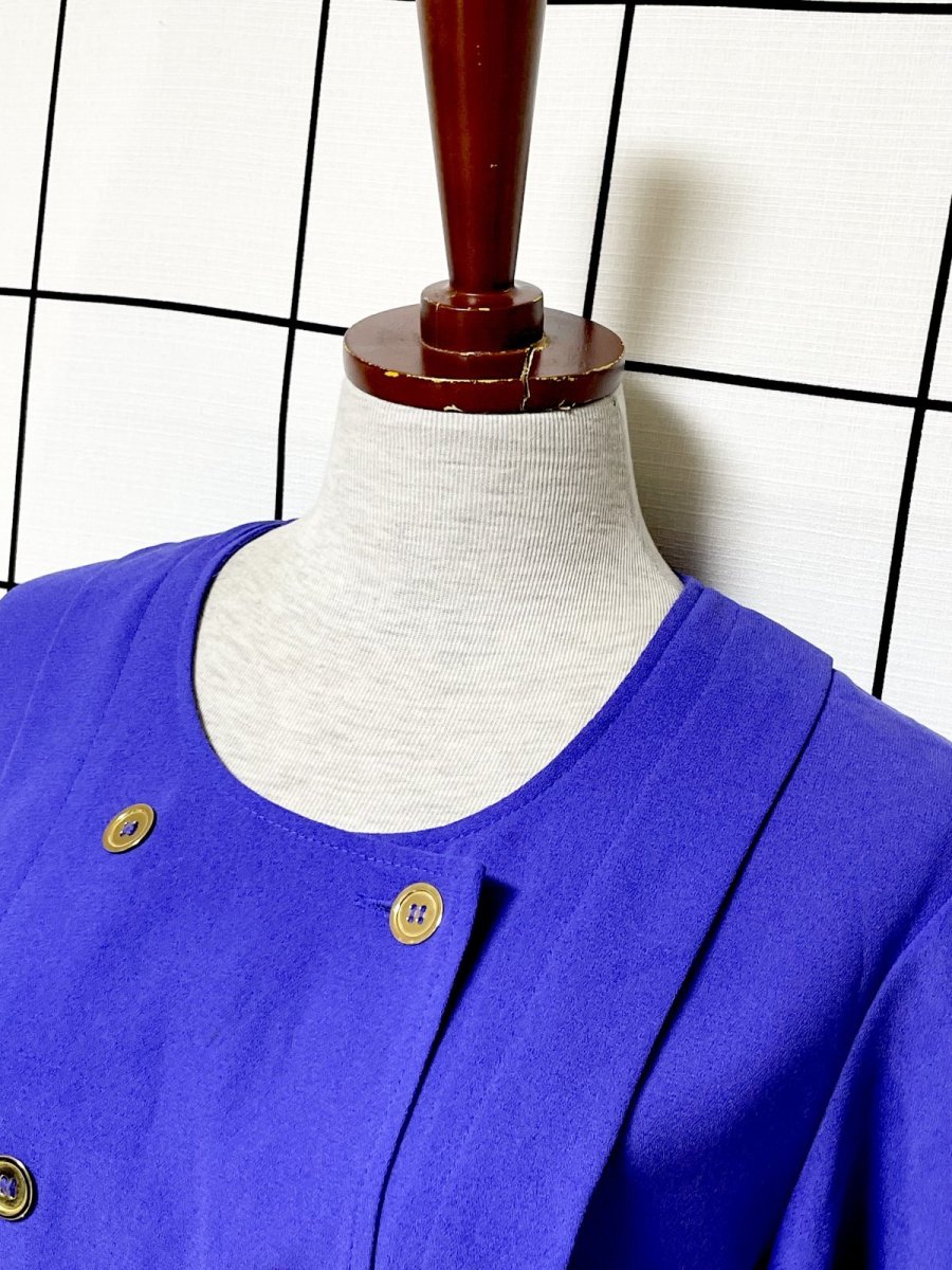 画像4: プリーツ切り替え 無地 レトロ USA古着 ヴィンテージワンピース (4)