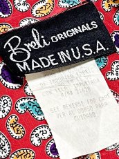 画像13: ベルト付 ペイズリーモチーフ プリーツ切り替え レッド ウエストゴム レトロ USA古着 ヴィンテージワンピース (13)