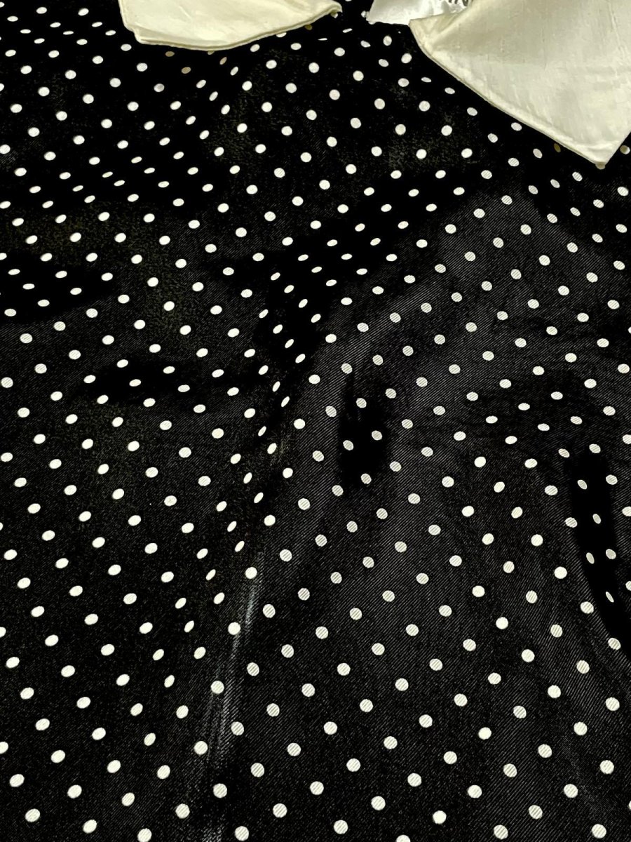 画像9: ドット ホワイト ノースリーブ レトロ ヨーロッパ古着 ヴィンテージワンピース (9)