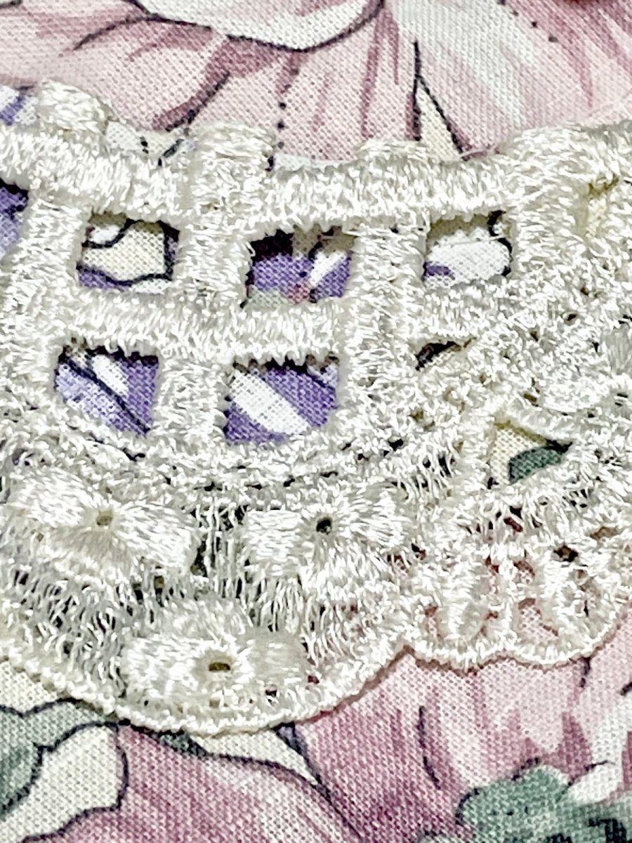 画像13: 花柄 レース襟 ウエストゴム レトロ USA古着 ヴィンテージワンピース (13)