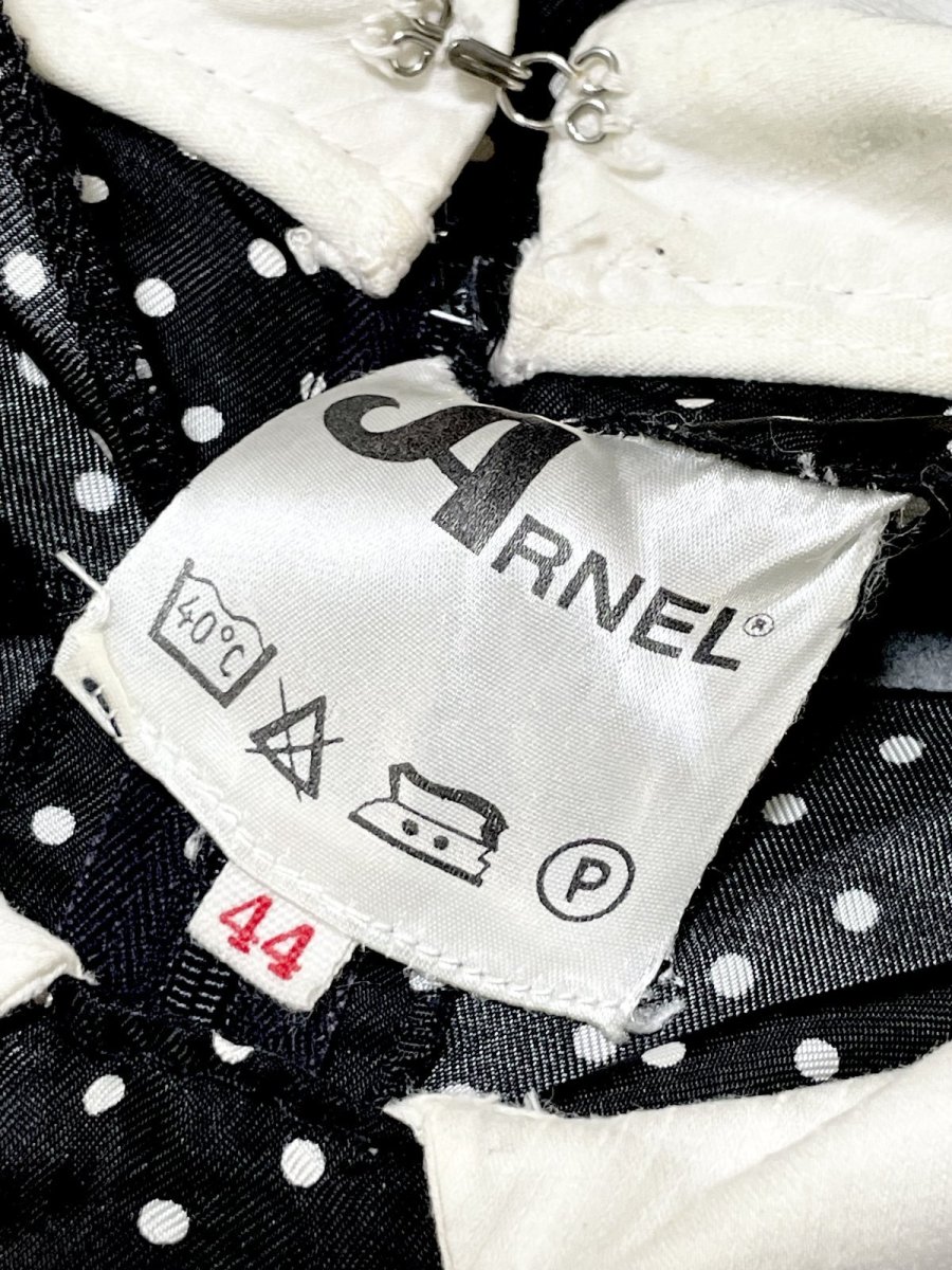 画像11: ドット ホワイト ノースリーブ レトロ ヨーロッパ古着 ヴィンテージワンピース (11)