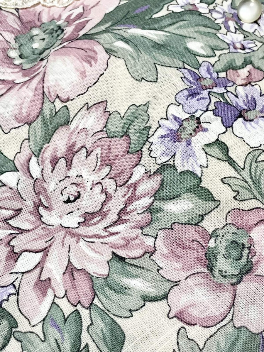 画像12: 花柄 レース襟 ウエストゴム レトロ USA古着 ヴィンテージワンピース (12)