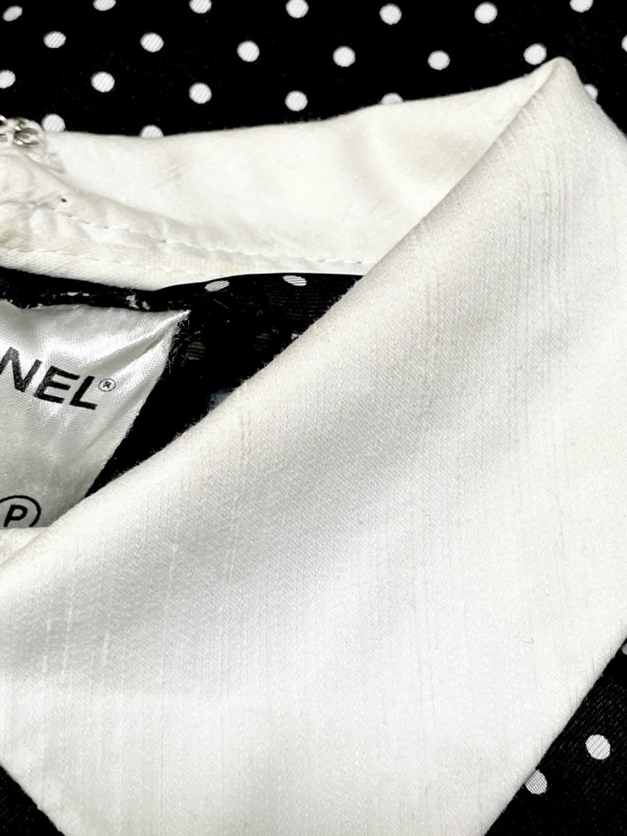 画像12: ドット ホワイト ノースリーブ レトロ ヨーロッパ古着 ヴィンテージワンピース (12)