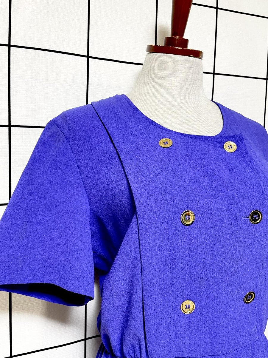 画像6: プリーツ切り替え 無地 レトロ USA古着 ヴィンテージワンピース (6)